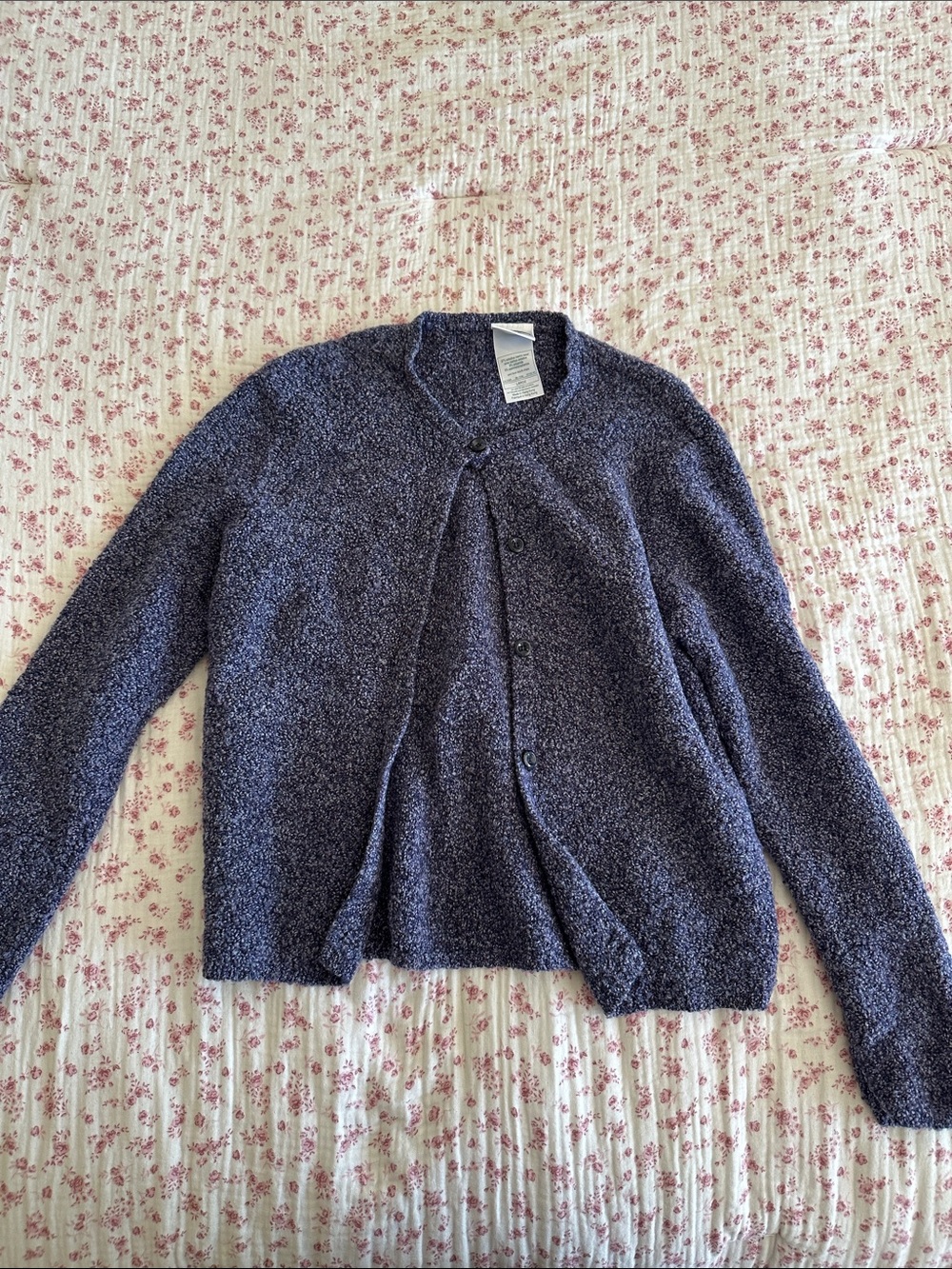 Laura Ashley Heathered Navy Bouclé Cardigan